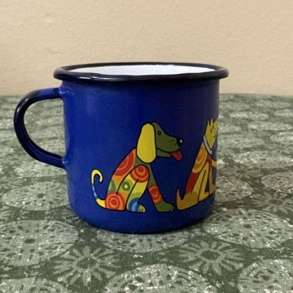 Colorful Dog Camping Enamel Dog Mug - Thumbnail 5