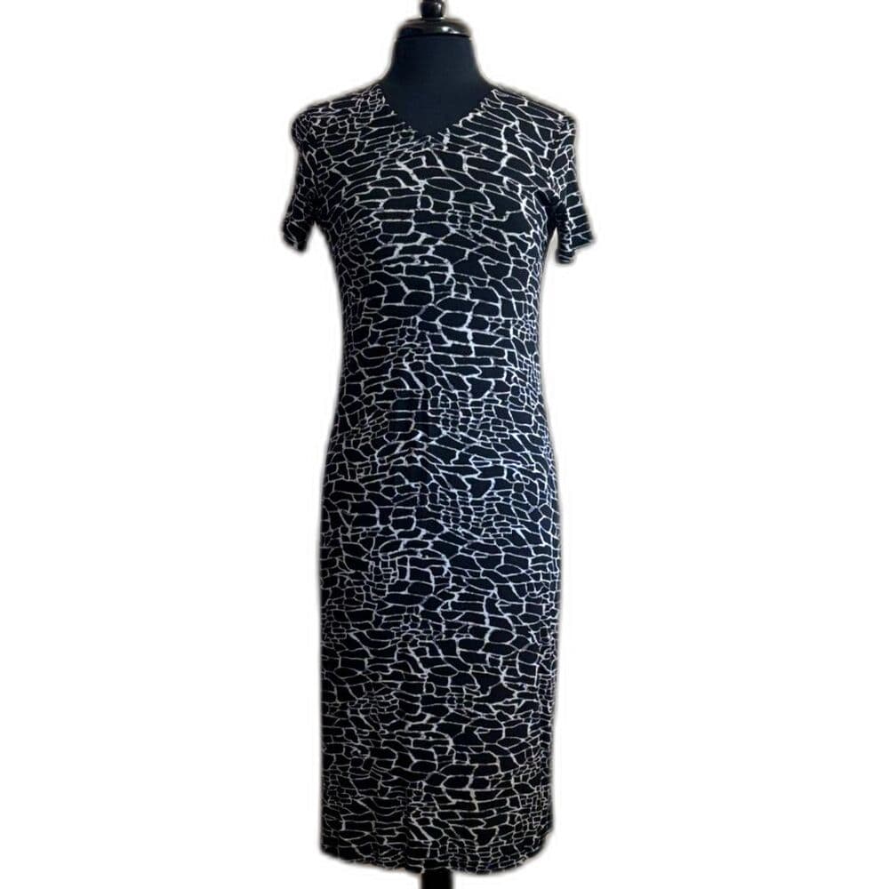 90s Abstract Giraffe Animal Print Midi Dress / Size Small Medium Large / Goth