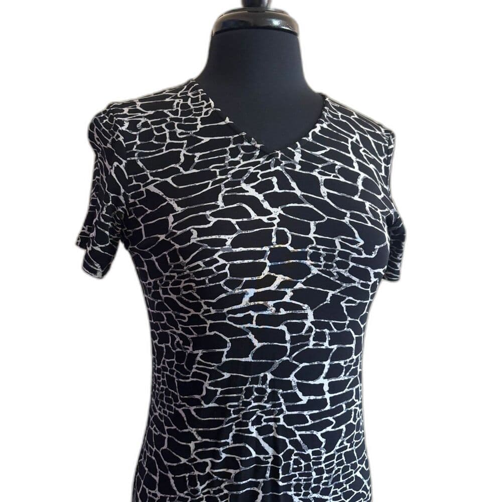 90s Abstract Giraffe Animal Print Midi Dress / Size Small Medium Large / Goth - Thumbnail 4
