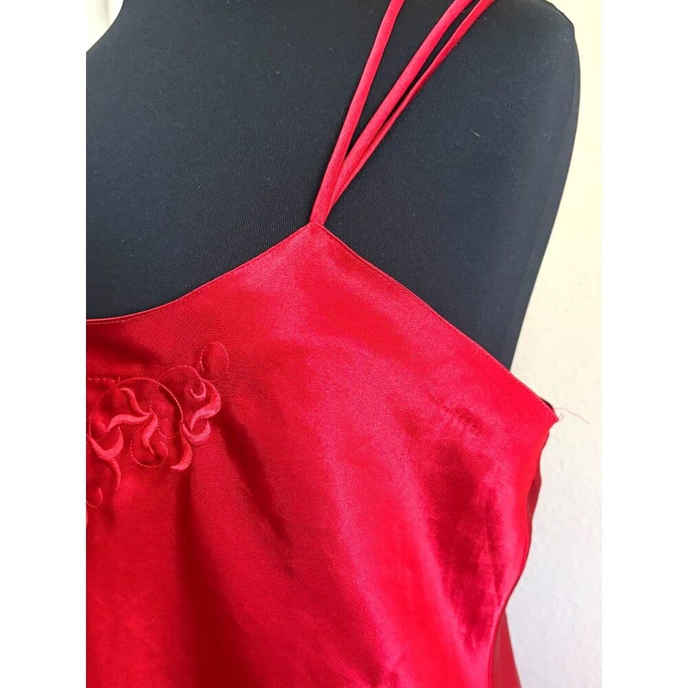 Red Satin Slinky Intimates Slip Dress Red Large XLarge Sexy Y2k Nightgown - Thumbnail 5