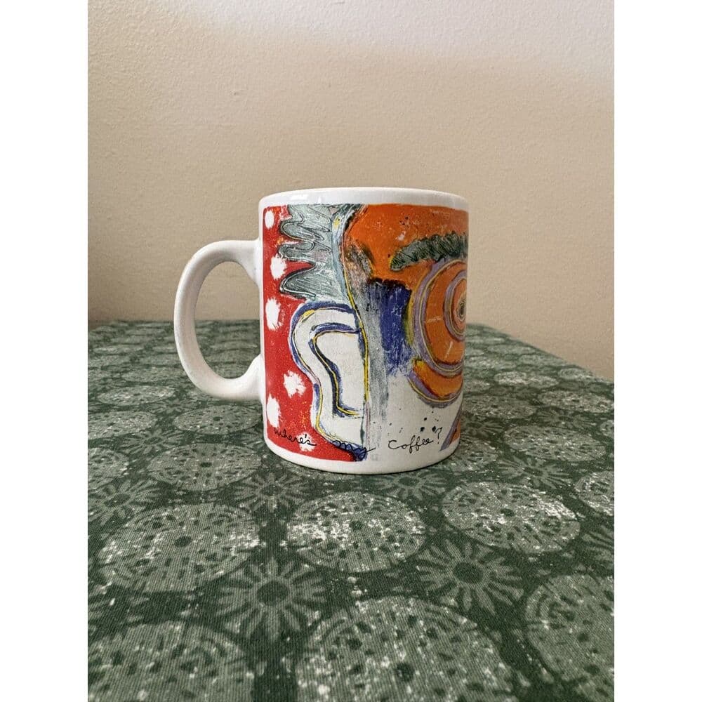 Chaleur Art By Dan May Vintage 90s Colorful "Where’s My Coffee" Mug Cup Abstract - Thumbnail 2