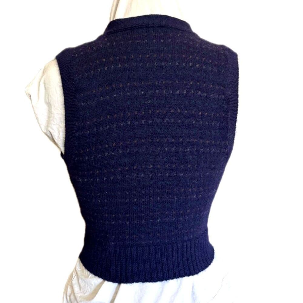 80s Collegiate Wrap Sweater Vest Double Button Cropped Preppy Grandpa Small - Thumbnail 6