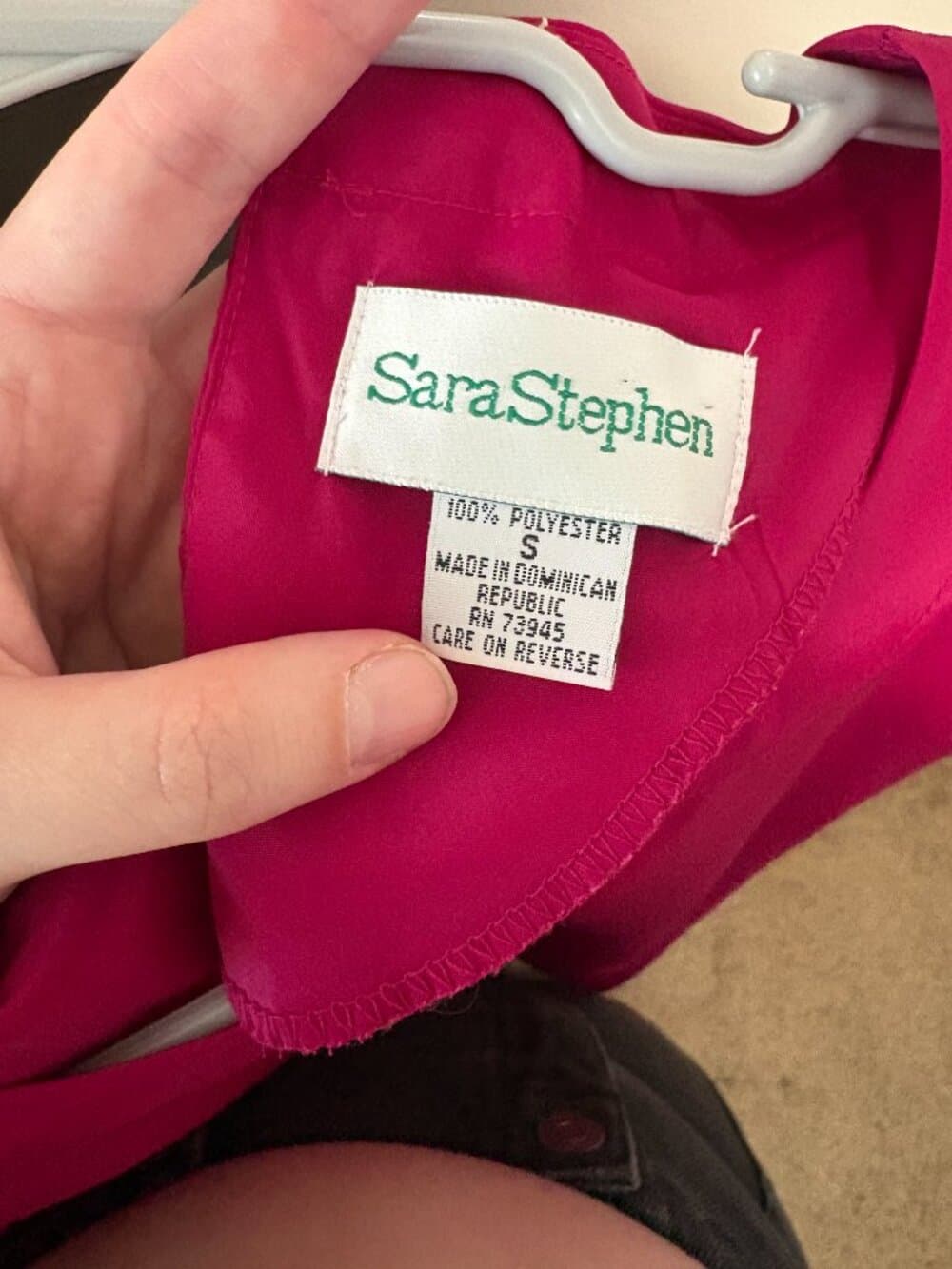 Vtg Magenta Short Sleeve Blouse Sara Stephen 1980s - Thumbnail 4