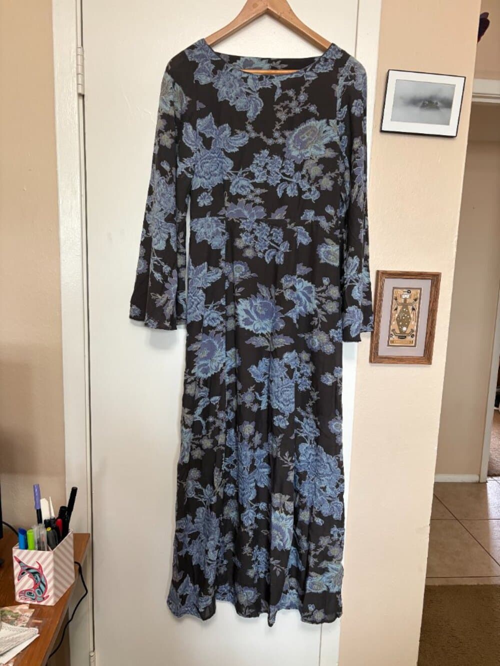 Free People Melrose Floral Bell Sleeve Backless Maxi Dress - Thumbnail 2