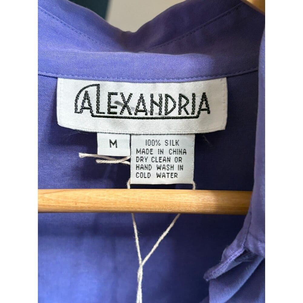 100% Silk Purple Button-up Top Vtg 1990s Quiet Luxury Old Money Career - Thumbnail 5
