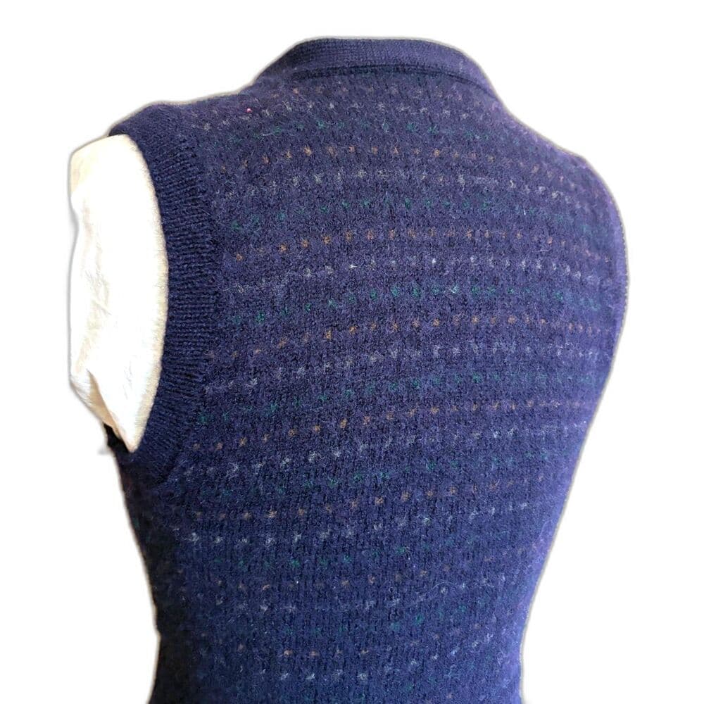 80s Collegiate Wrap Sweater Vest Double Button Cropped Preppy Grandpa Small - Thumbnail 2