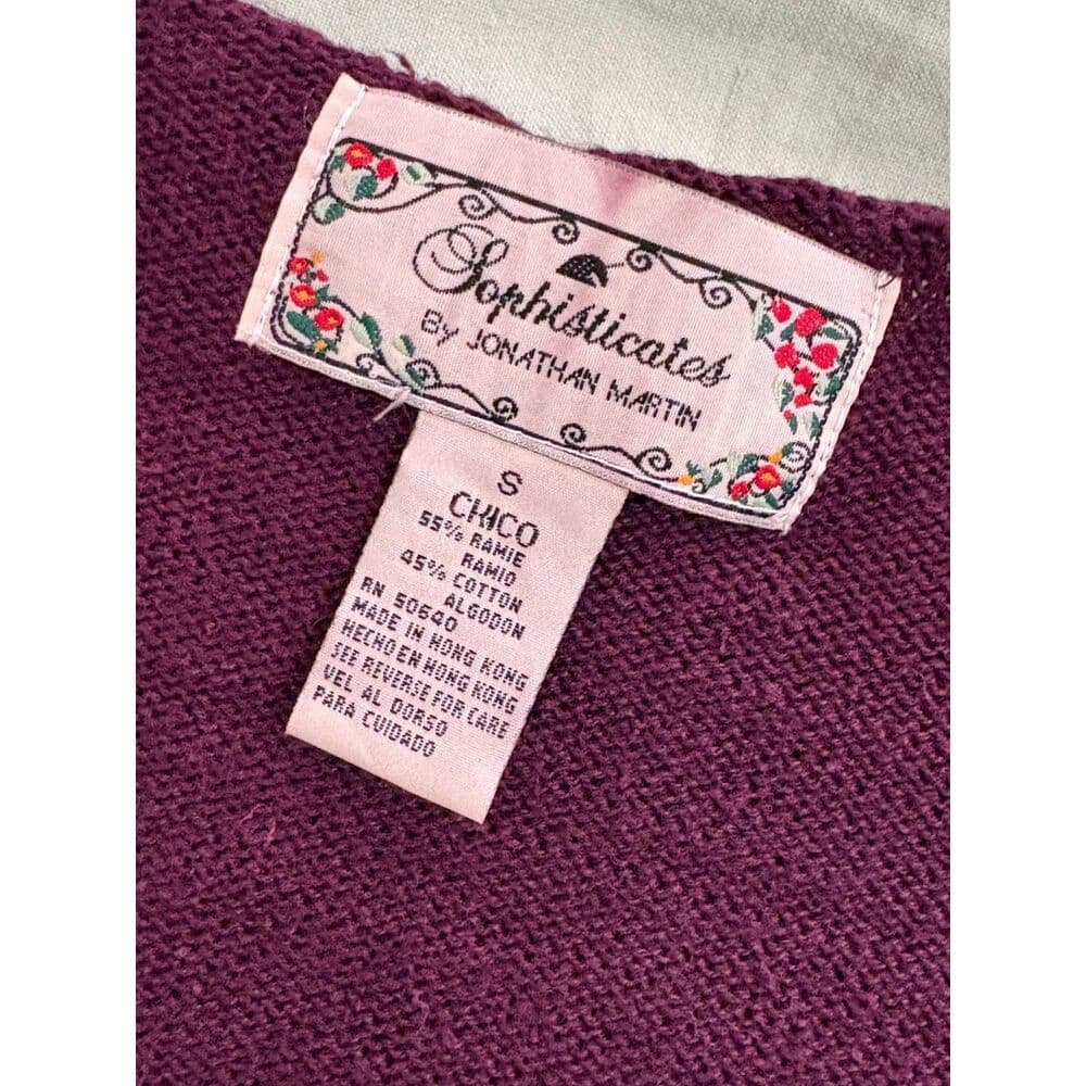 Wool and Cotton Embroidered Flower Cardigan Vtg Small - Thumbnail 6