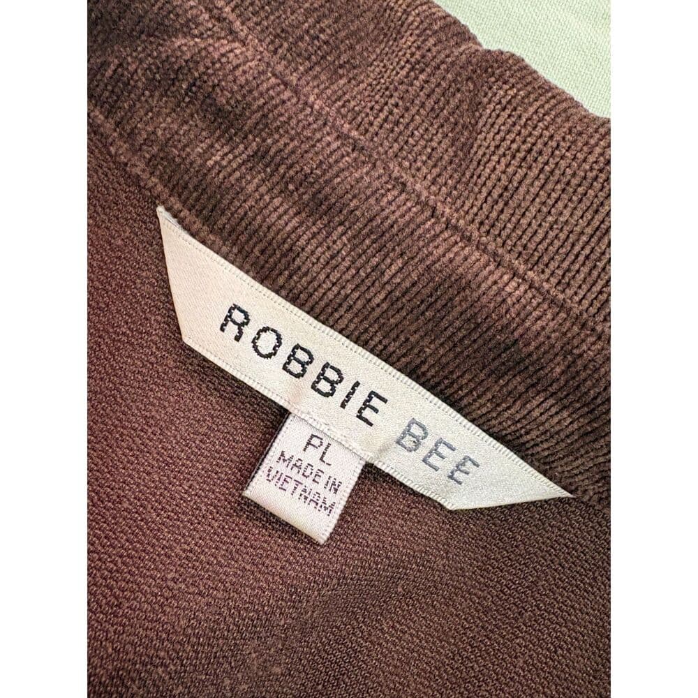 Short Puff Sleeve Corduroy A-Line Dress Brown Bobbie Bee Petite Large - Thumbnail 5