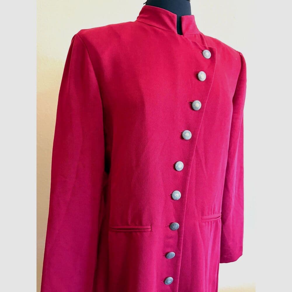 Virgo II Dress Women's Midi Red Military Buttons Acadamia US 12 - Thumbnail 4