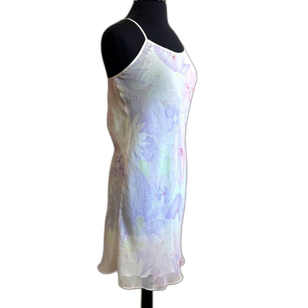 Sheer Floral Slip Dress Size 8 Adjustable Straps Open Back Medium - Thumbnail 5