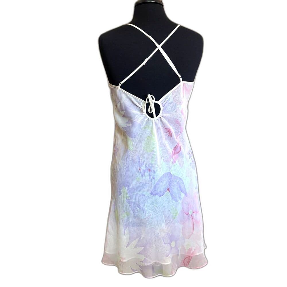 Sheer Floral Slip Dress Size 8 Adjustable Straps Open Back Medium - Thumbnail 2