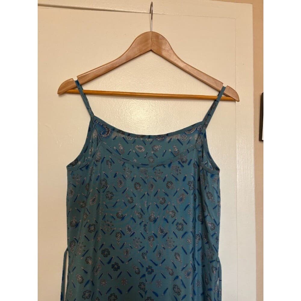 Blue Floral Paisley Maxi Slip Dress Small Vintage 90s Y2K California Concepts - Thumbnail 4