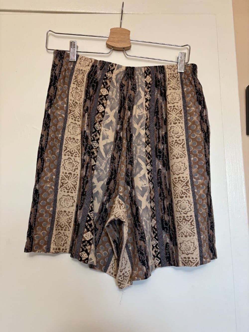 Vtg 90s First Option Rayon Shorts Small Boho Geometric - Thumbnail 4