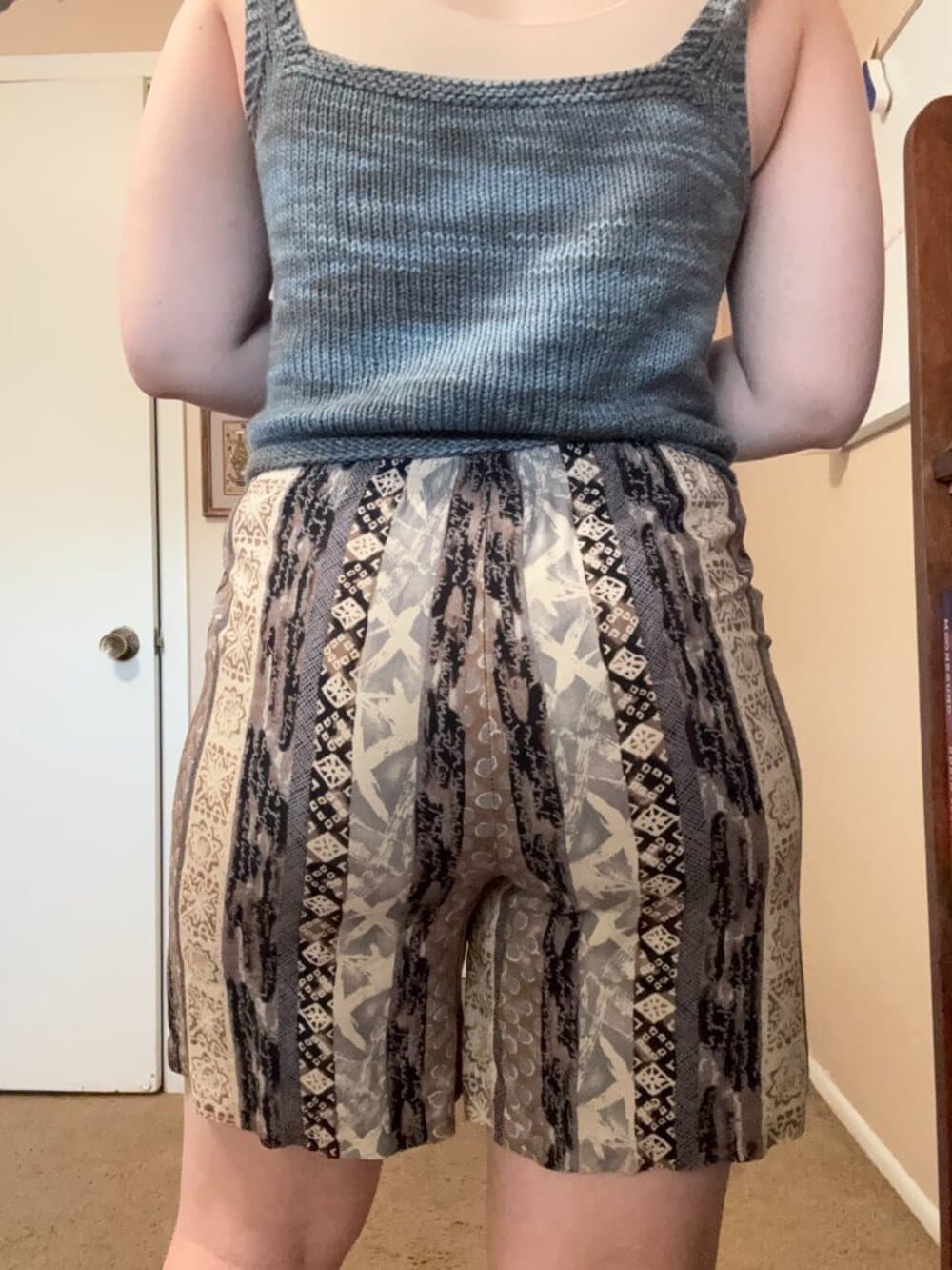 Vtg 90s First Option Rayon Shorts Small Boho Geometric - Thumbnail 2