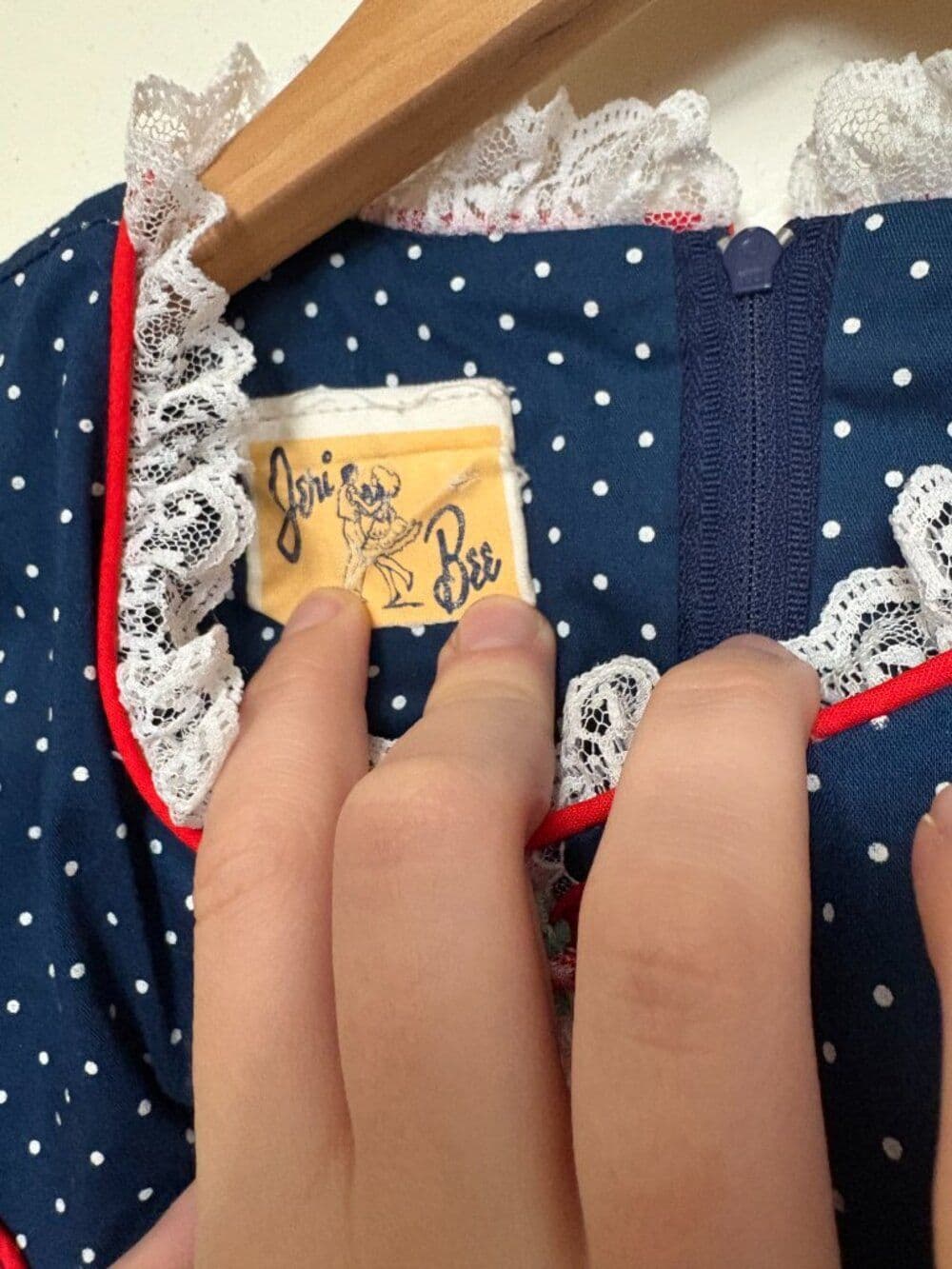1960s Jeri Bee Polka Dot Blue Square Dancing Dress - Thumbnail 5