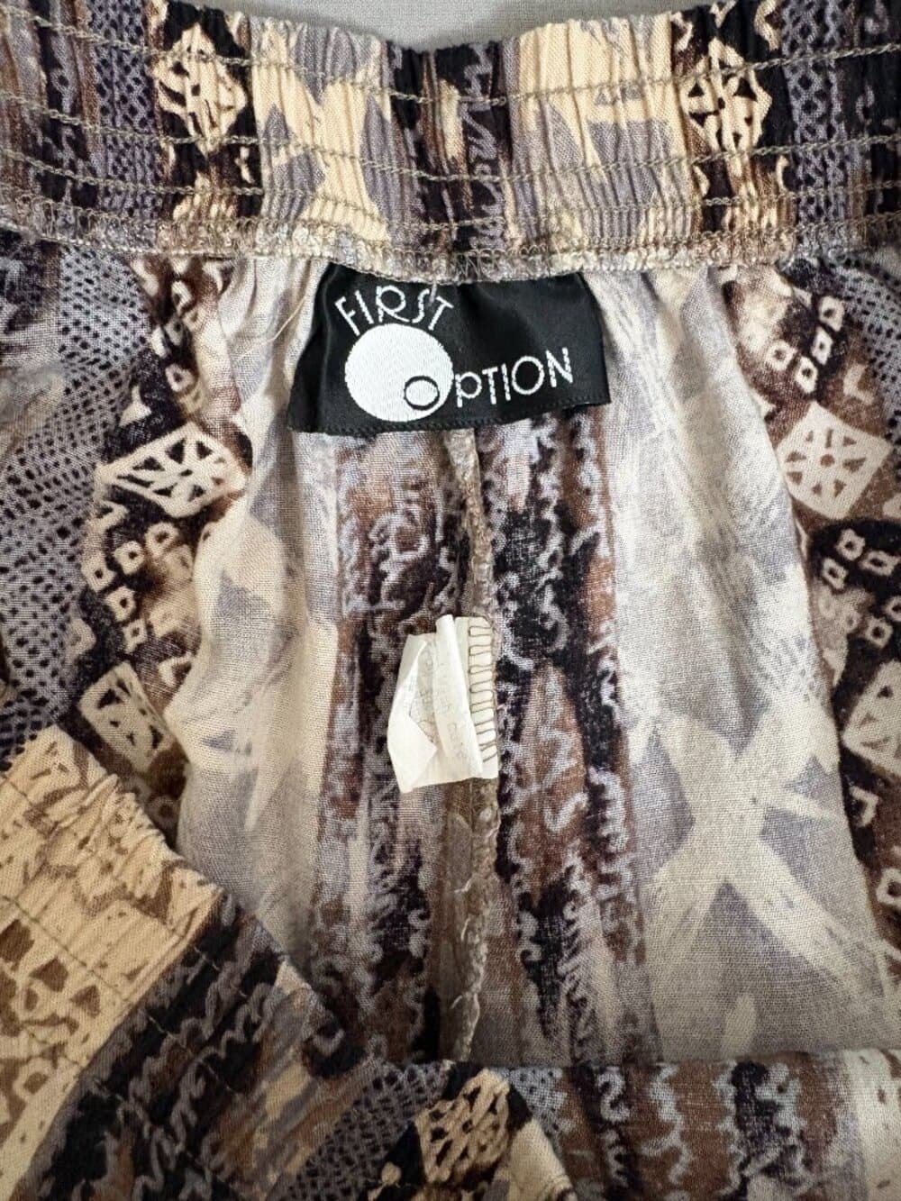 Vtg 90s First Option Rayon Shorts Small Boho Geometric - Thumbnail 6