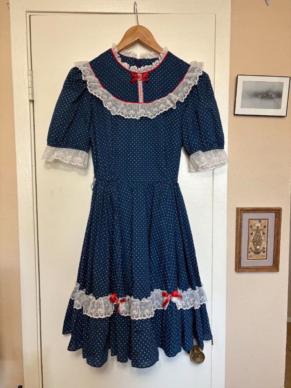1960s Jeri Bee Polka Dot Blue Square Dancing Dress - Thumbnail 2