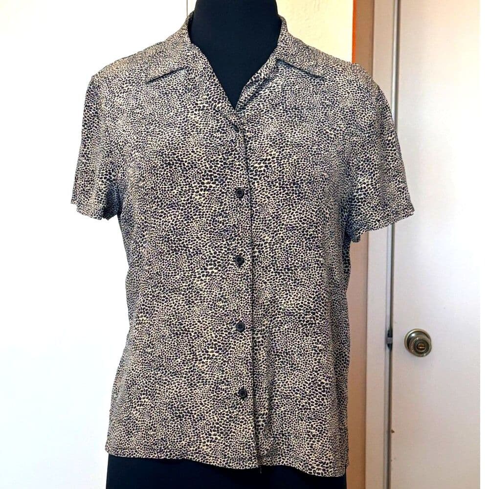 Cheetah Print Button-up Top Halston Y2k - Thumbnail 2