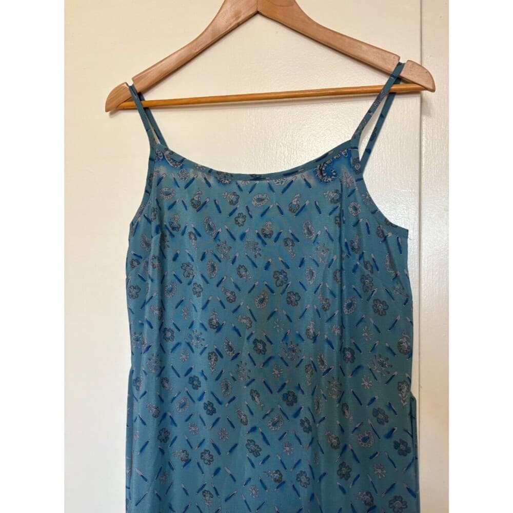 Blue Floral Paisley Maxi Slip Dress Small Vintage 90s Y2K California Concepts - Thumbnail 3