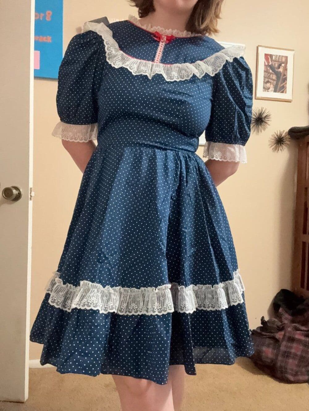 1960s Jeri Bee Polka Dot Blue Square Dancing Dress