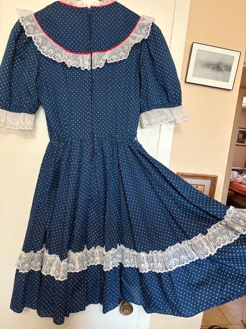 1960s Jeri Bee Polka Dot Blue Square Dancing Dress - Thumbnail 3