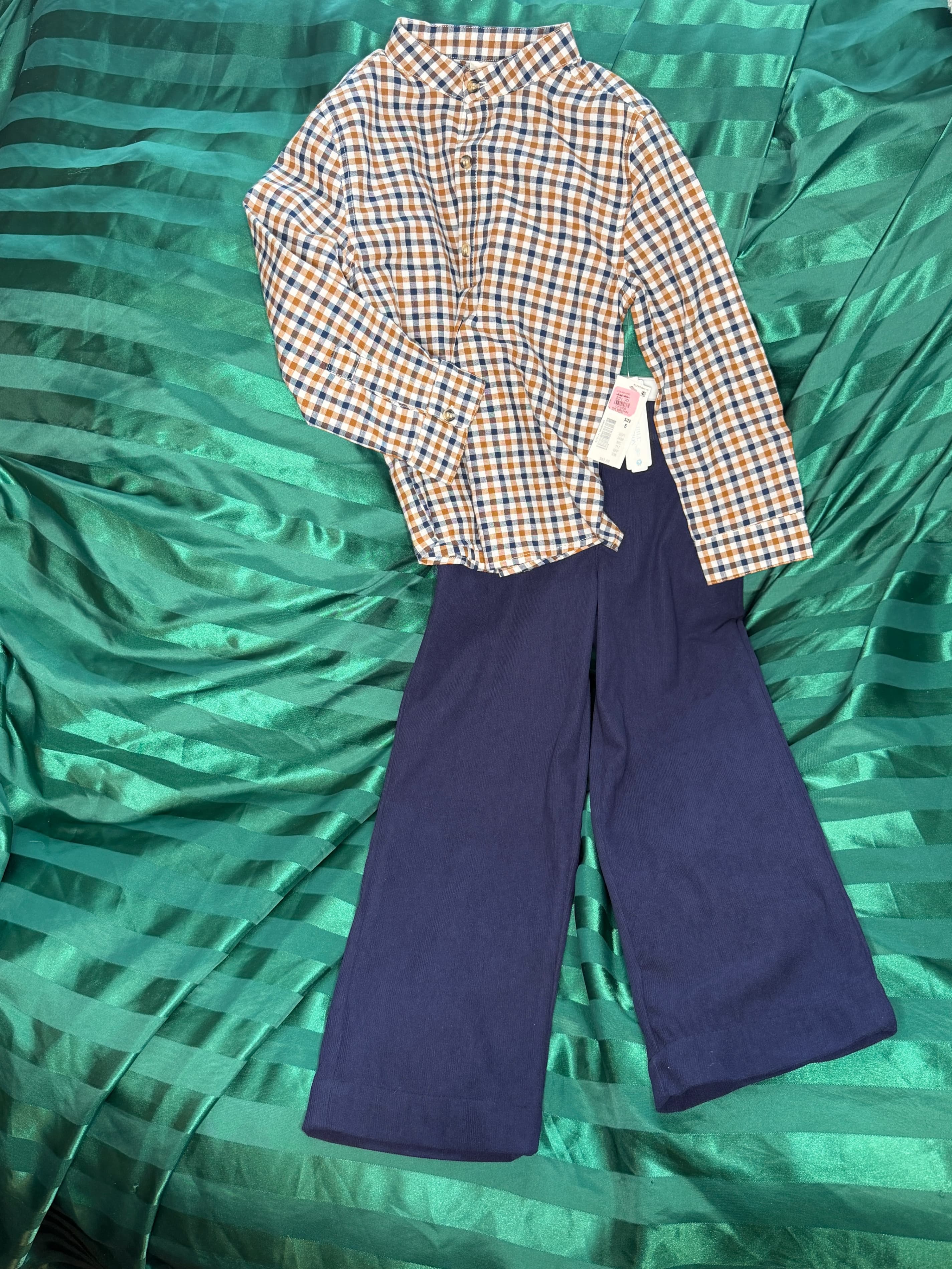 Edgehill Collection Kids Plaid Shirt & Navy Pants Set (Pick your Size and Color) - Thumbnail 3