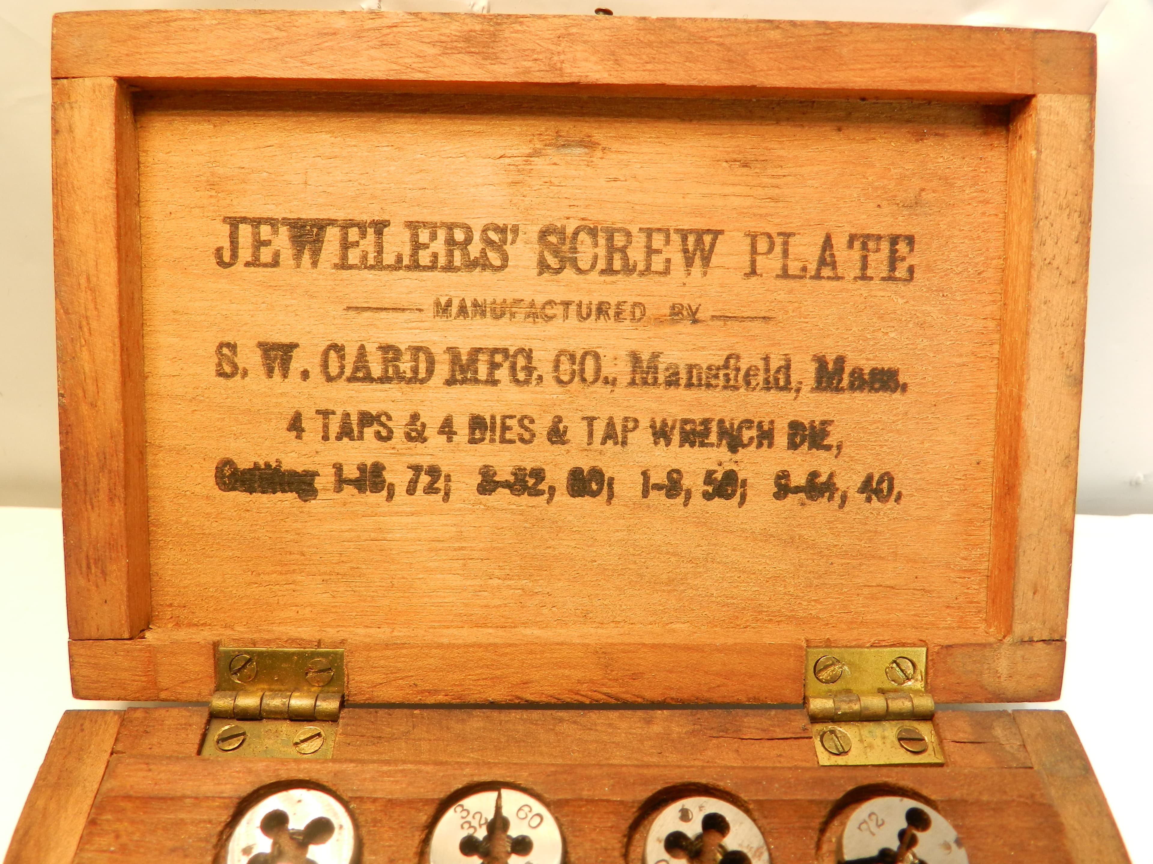 Vintage Watchmakers Jewelers S.W Card Manufacturing Tap And Die Set (P40J) - Thumbnail 3