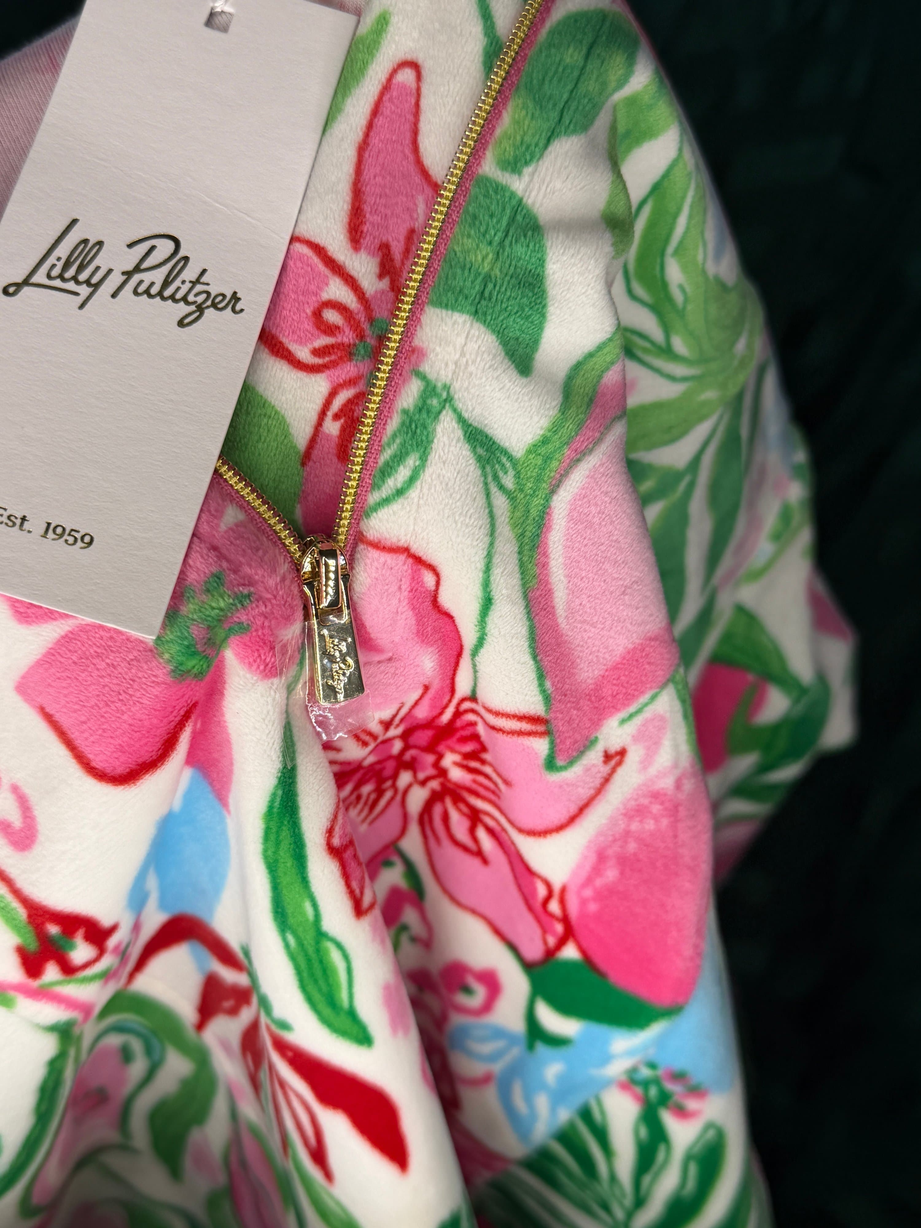 TWO PIECE SET Lilly Pulitzer Kids Velour Pullover Set Glowing Gardens L 8-10 - Thumbnail 3