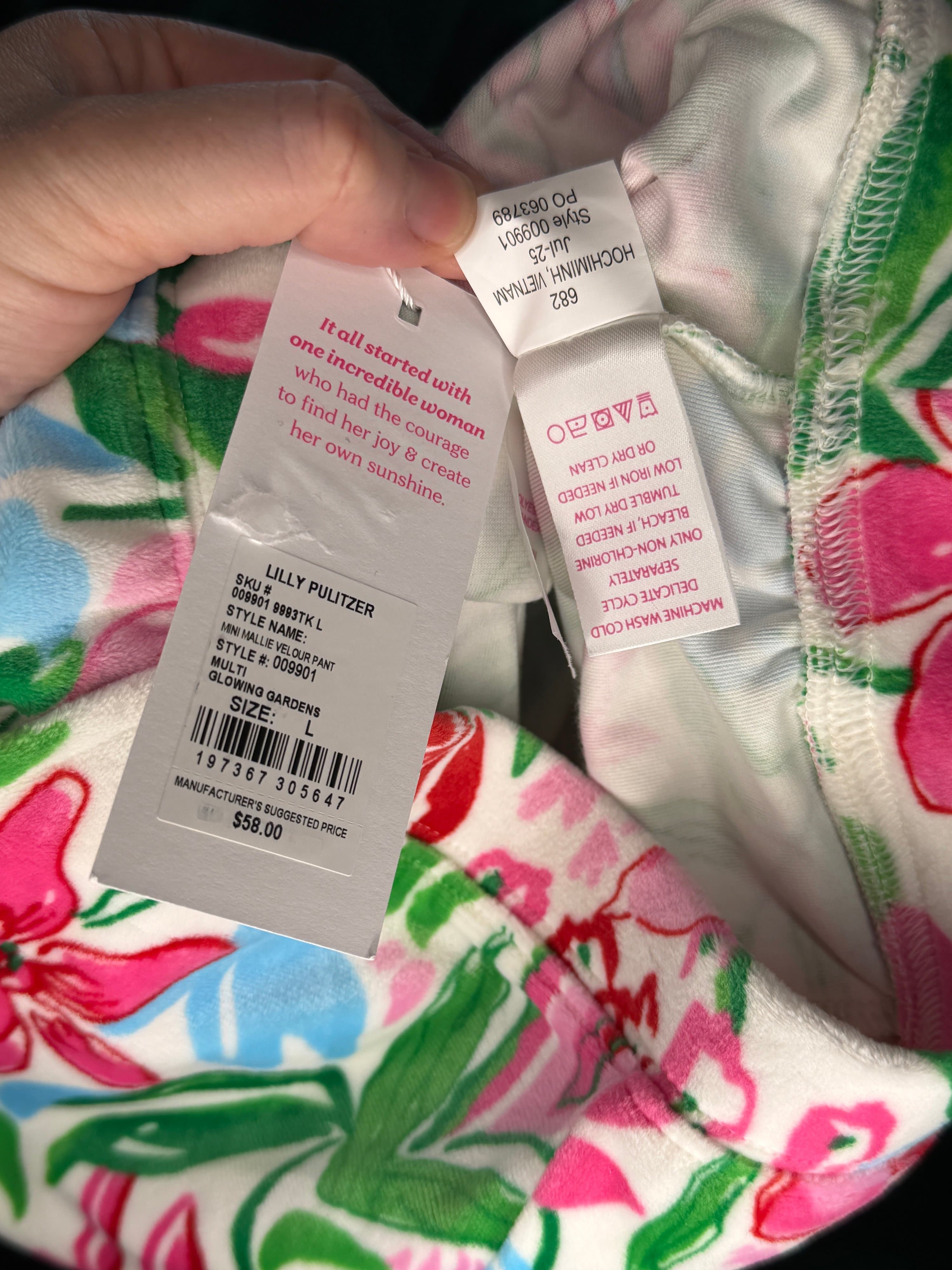 TWO PIECE SET Lilly Pulitzer Kids Velour Pullover Set Glowing Gardens L 8-10 - Thumbnail 4