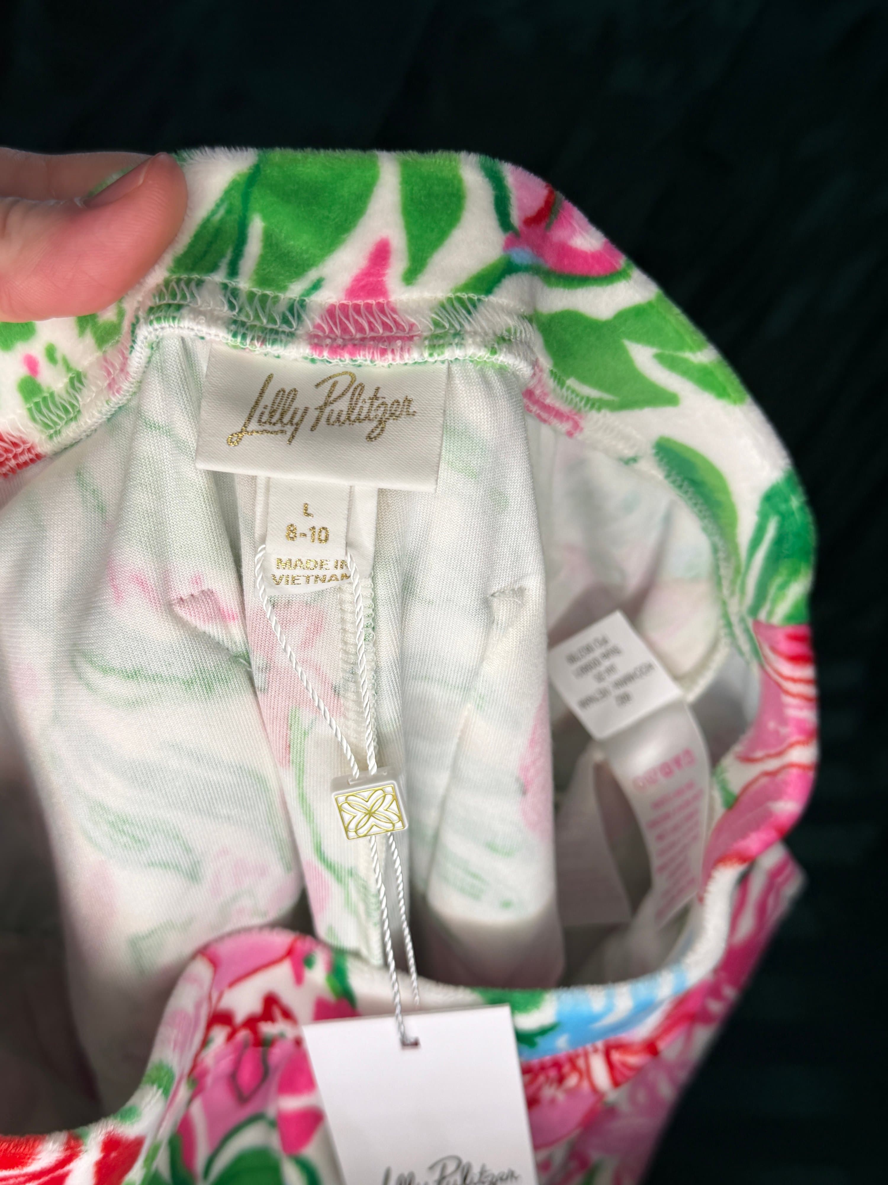 TWO PIECE SET Lilly Pulitzer Kids Velour Pullover Set Glowing Gardens L 8-10 - Thumbnail 5