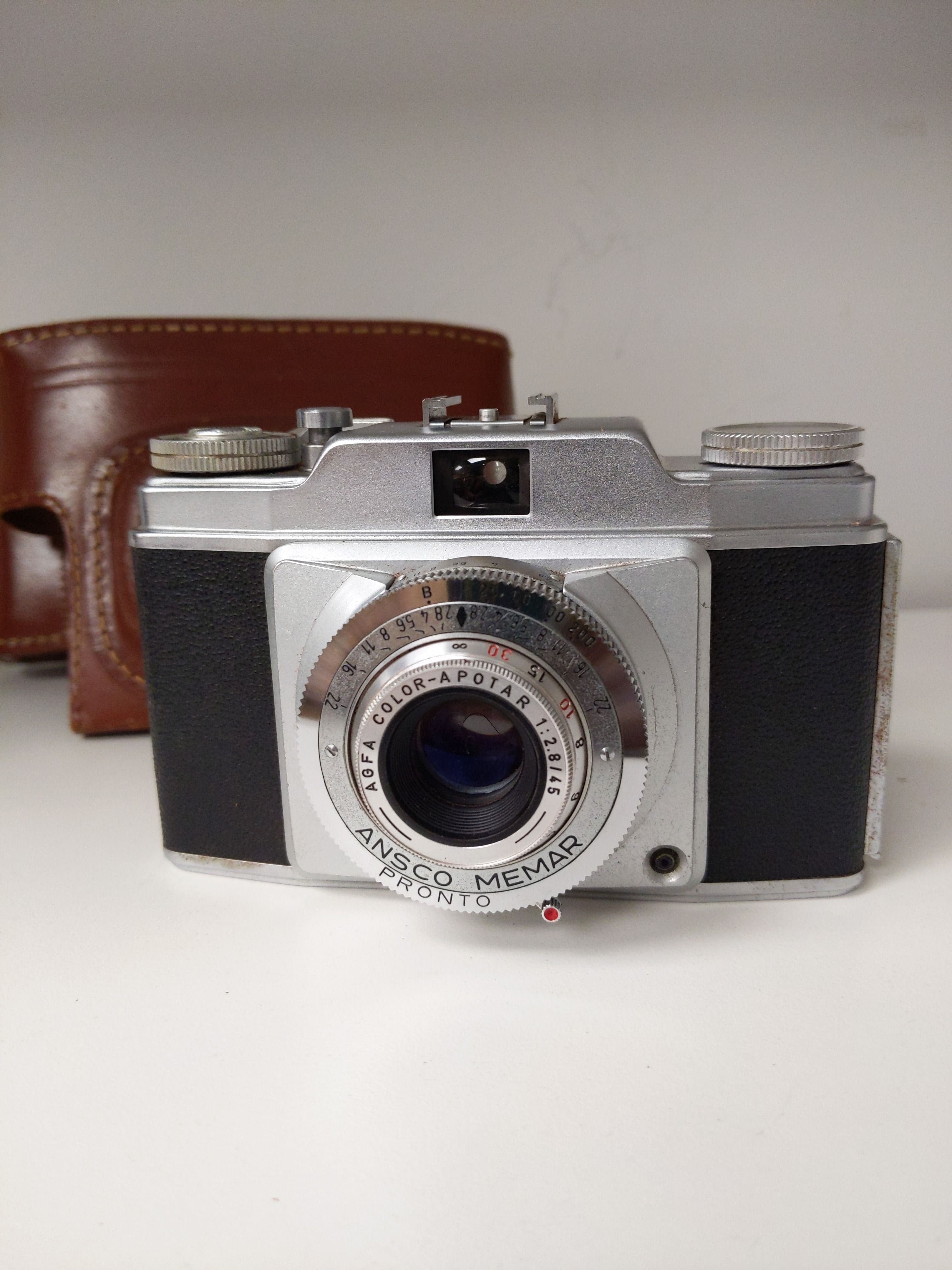Ansco Memar Pronto 45mm f/2.8 Lens 35mm Film Camera w/ Leather Case #1017