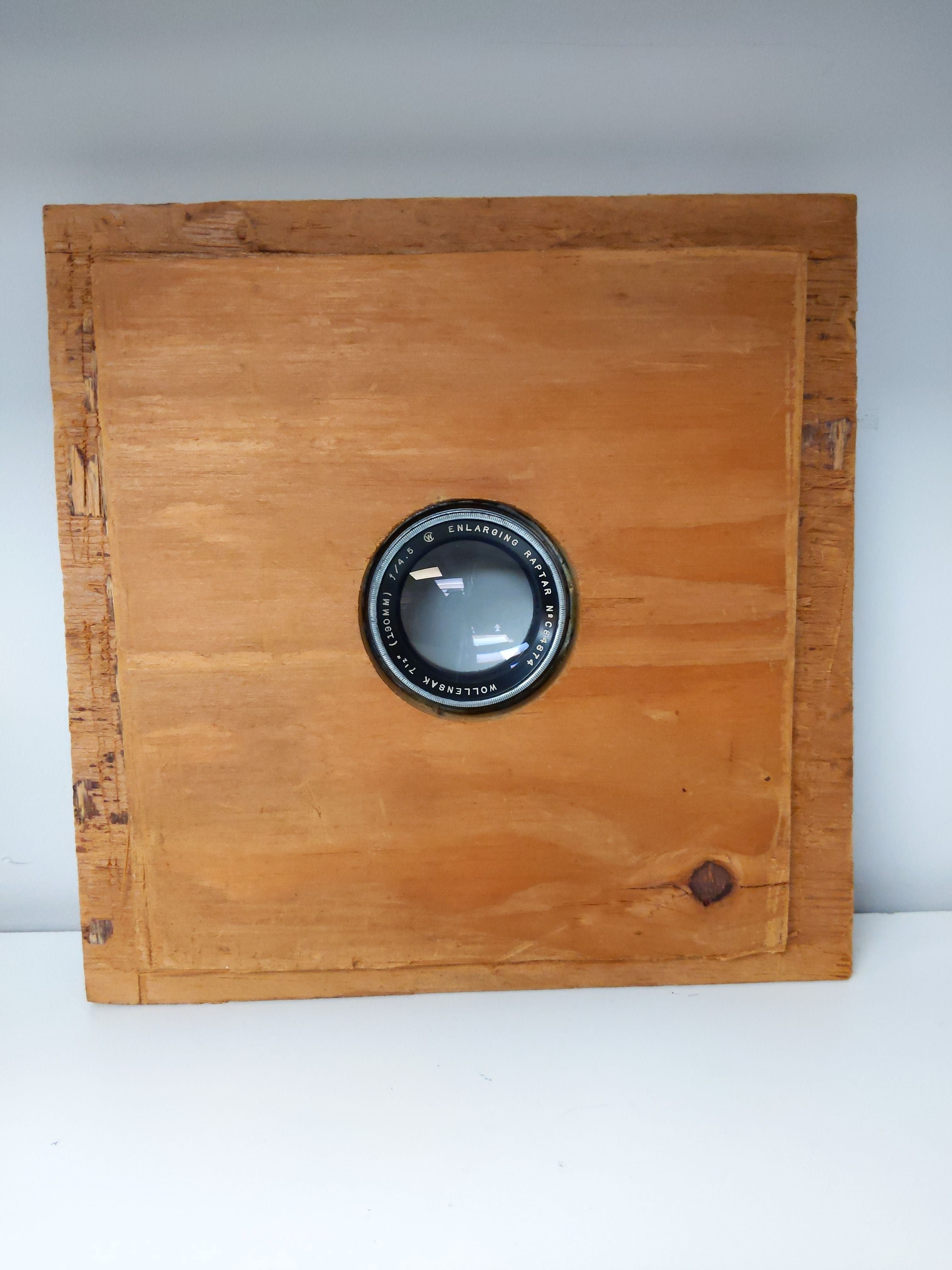 Wollensak 190mm f/4.5 Enlarging Lens w/ Wood Lens Plate #0916