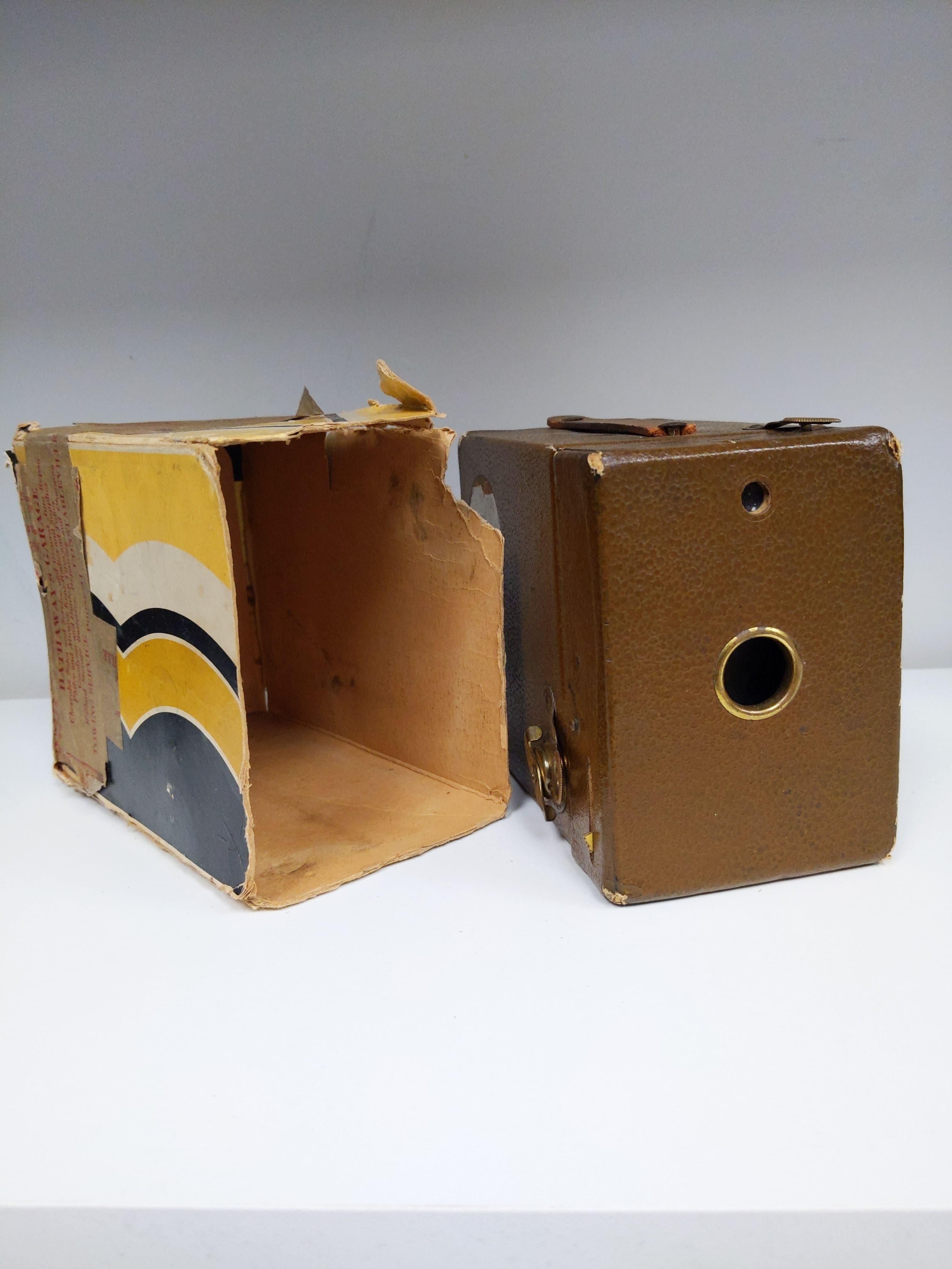 Kodak Fiftieth Anniversary 120 Film Box Camera (Brown Leather) w/ Partial Original Box #0459