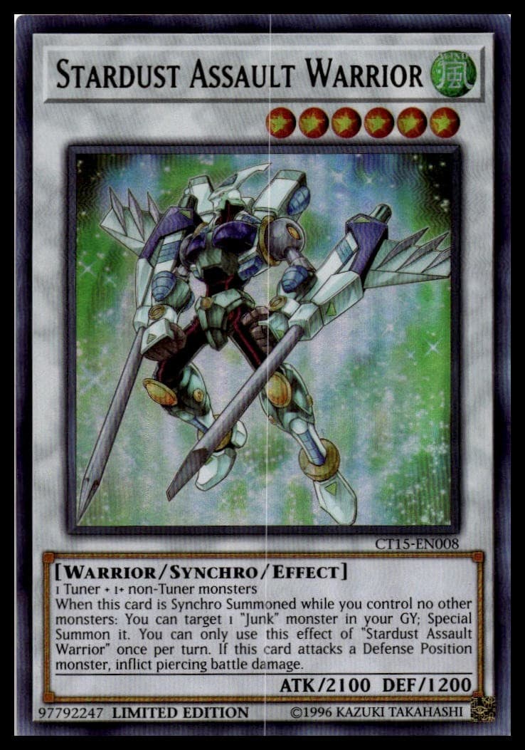 Stardust Assault Warrior Limited Ultra Rare 2018 Mega-Tins CT15-EN008 NM