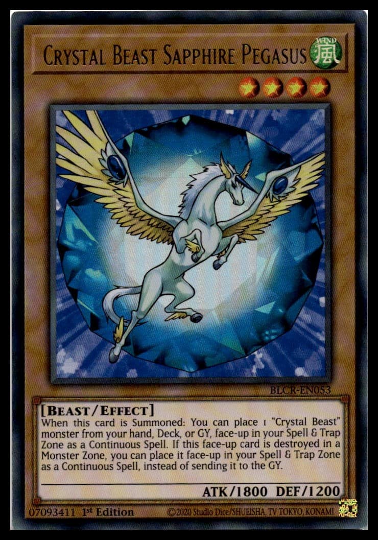 Crystal Beast Sapphire Pegasus 1st Edition Ultra Rare Battles of Legend: Crystal