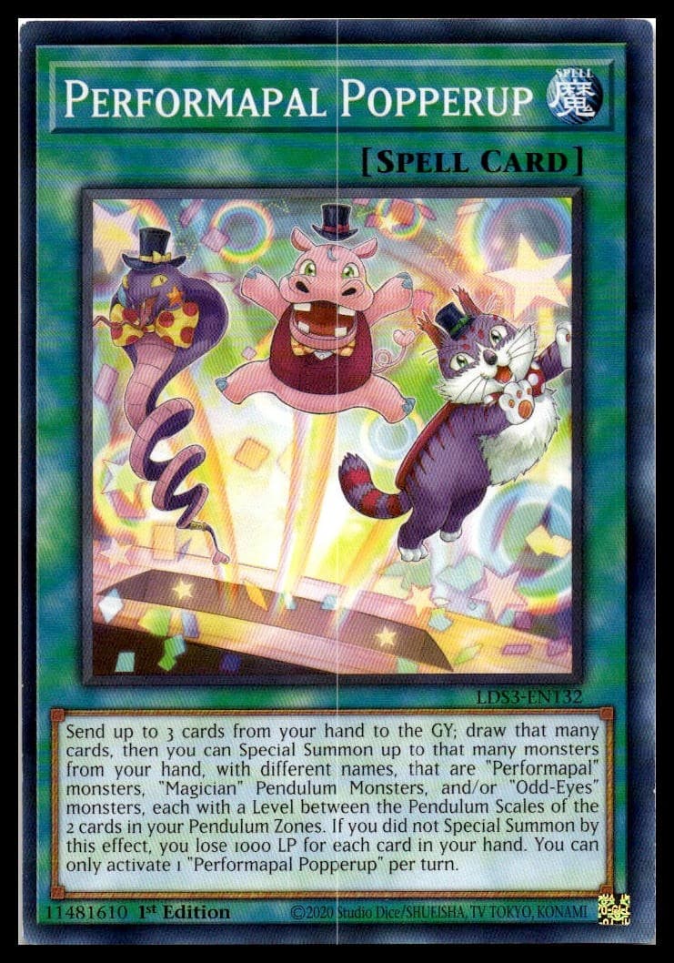 Performapal Popperup Unlimited Rare Legendary Duelists