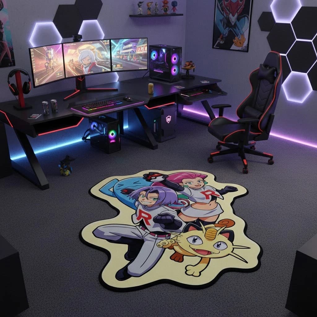 Team Rocket Pokémon Tufted Rug Non-Slip Area Floor Mat Gaming Room Home Decor - Thumbnail 3