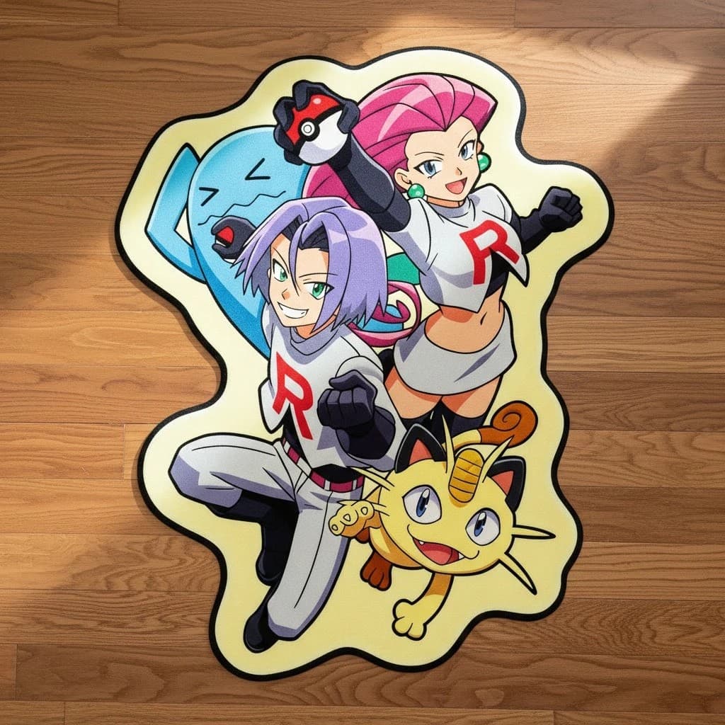 Team Rocket Pokémon Tufted Rug Non-Slip Area Floor Mat Gaming Room Home Decor