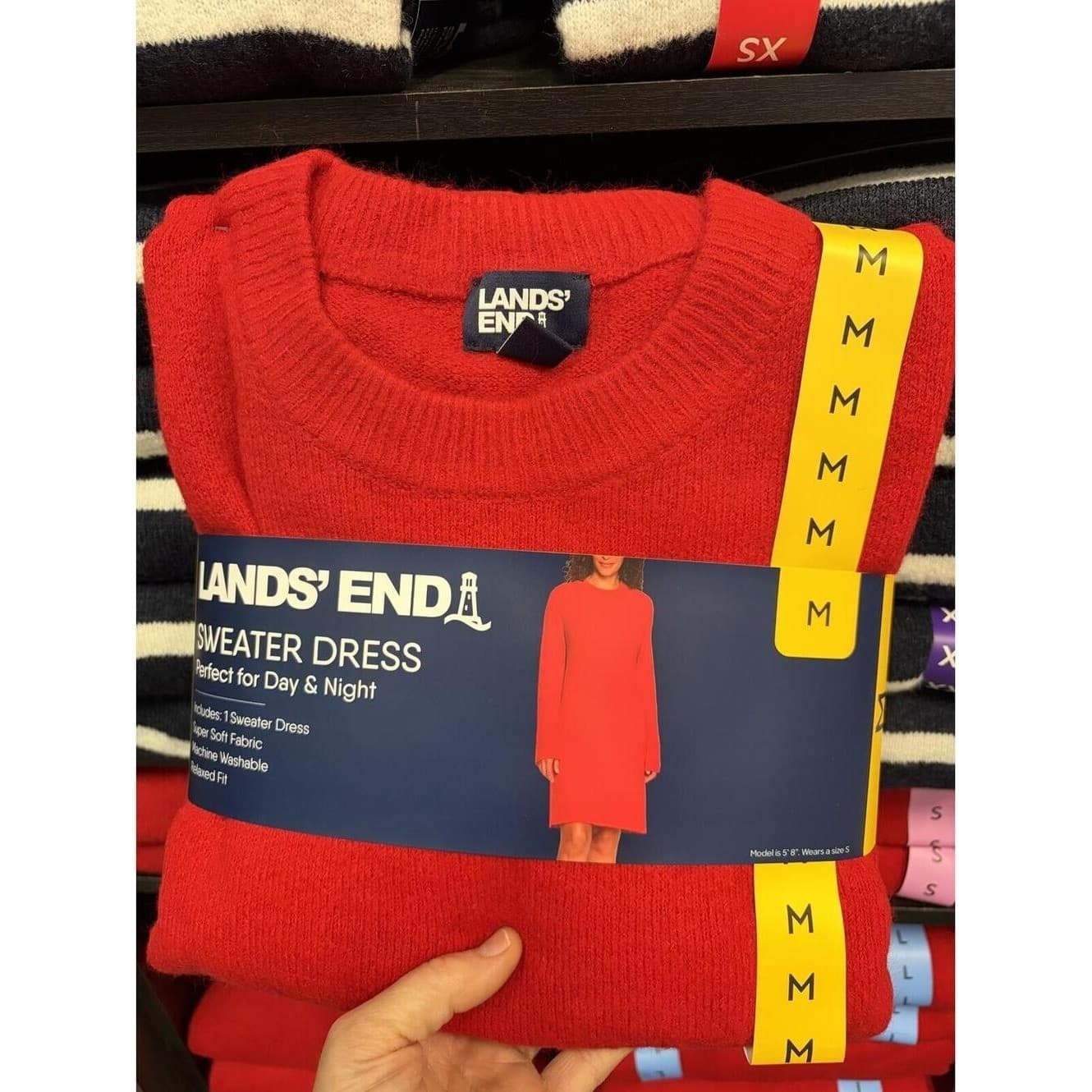 Lands End RED Sweater Dress Size Medium