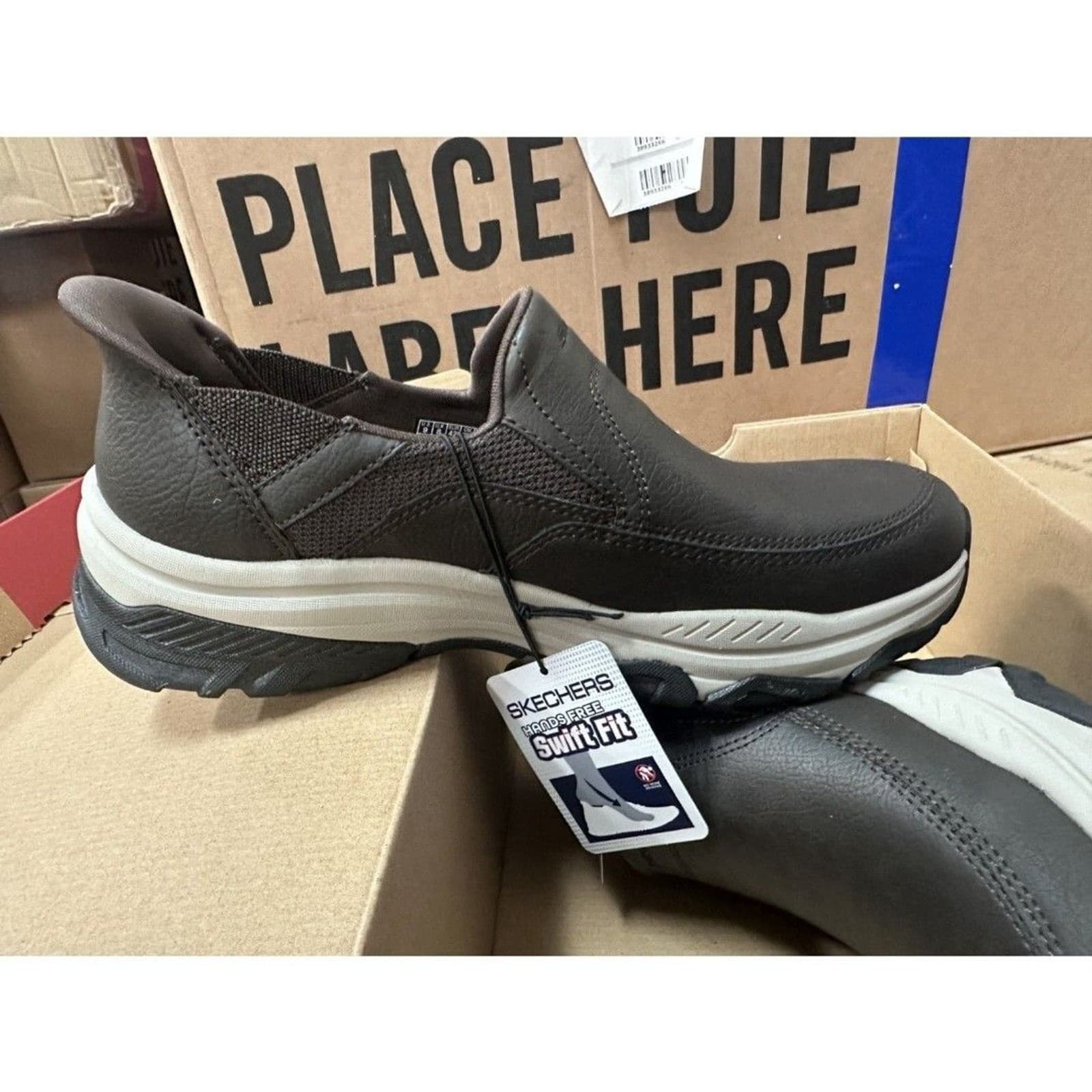 Mens Skechers Hands Free Swift Fit Brown Loafer sneakers Size 8 - Thumbnail 4