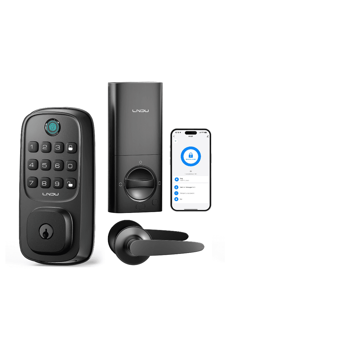 Lndu Smart Door Locks For Front Door Wifi Smart Deadbolt Lock Handle Set