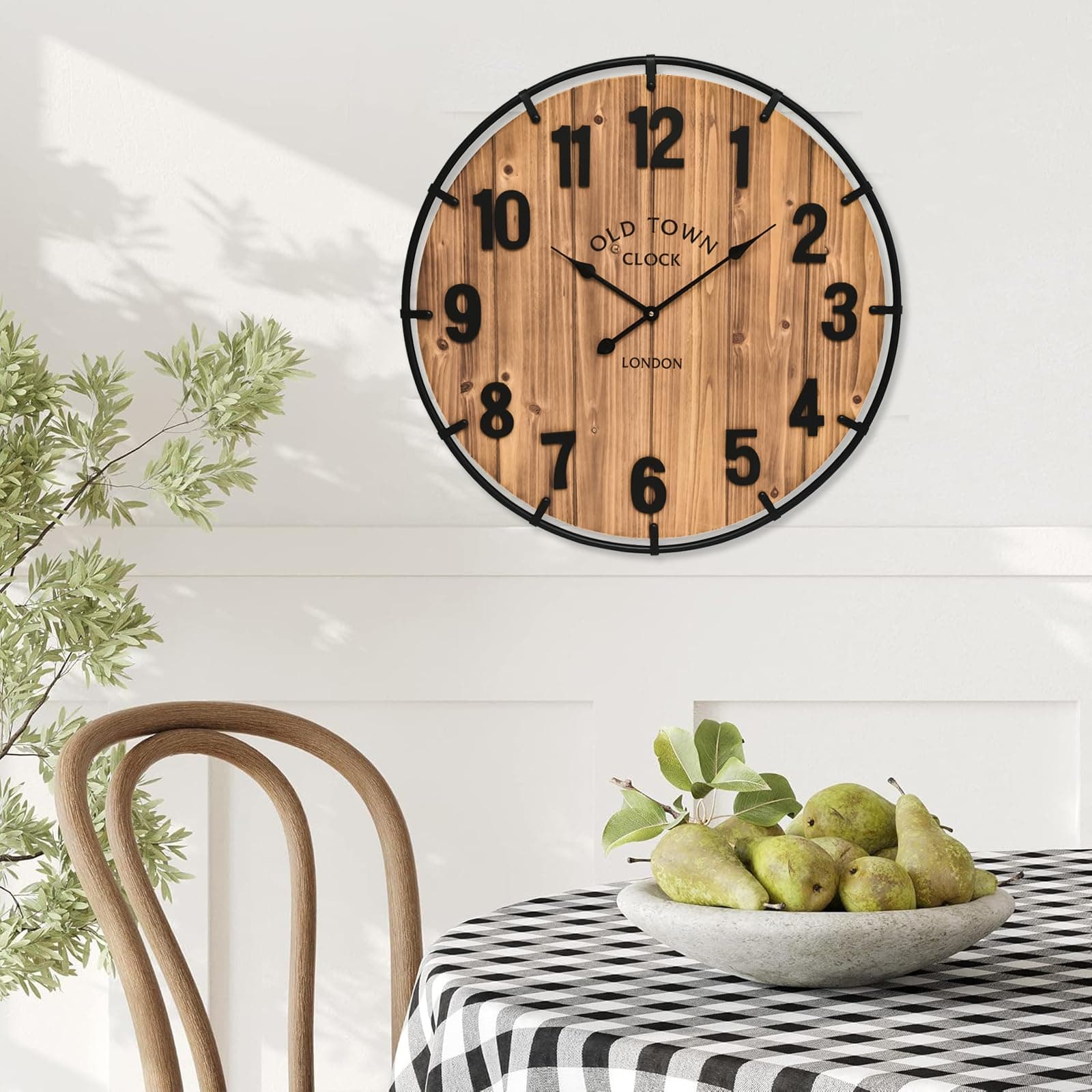 Micwic 20 Inch Farmhouse Wall Clock Large Old Town Vintage Rustic Wooden Clock
