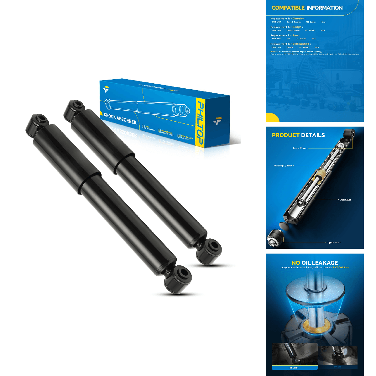 Philtop Rear Struts For Grand Caravan 2008-2020 2008-2016 Routan 2009-2014 C/V