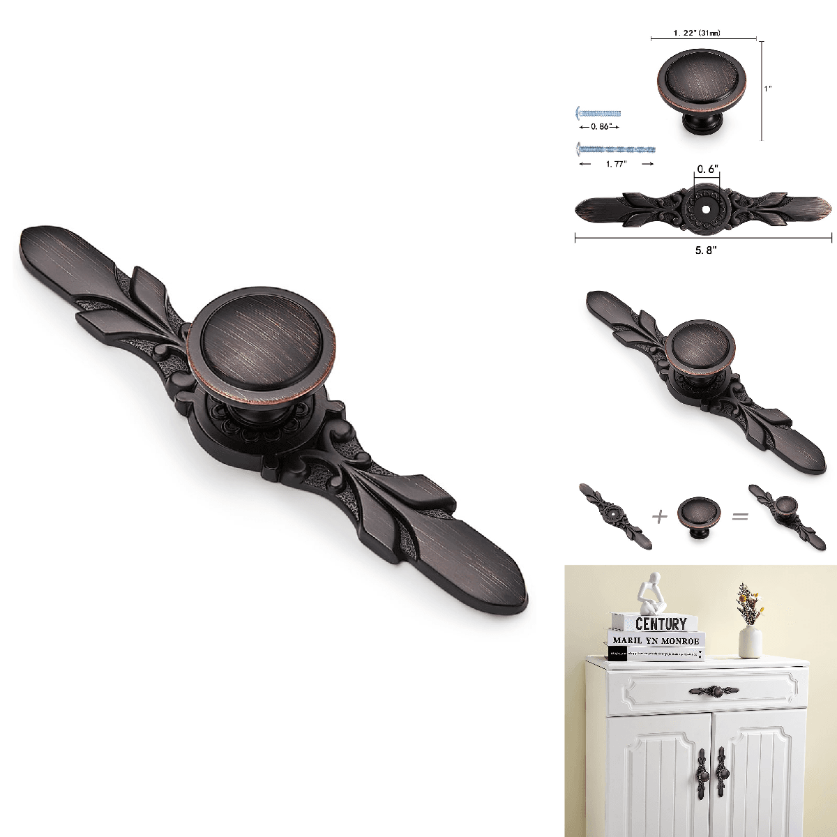 Aandxmok 10 Pack Oil Rubbed Bronze - - Knobs For Kitchen