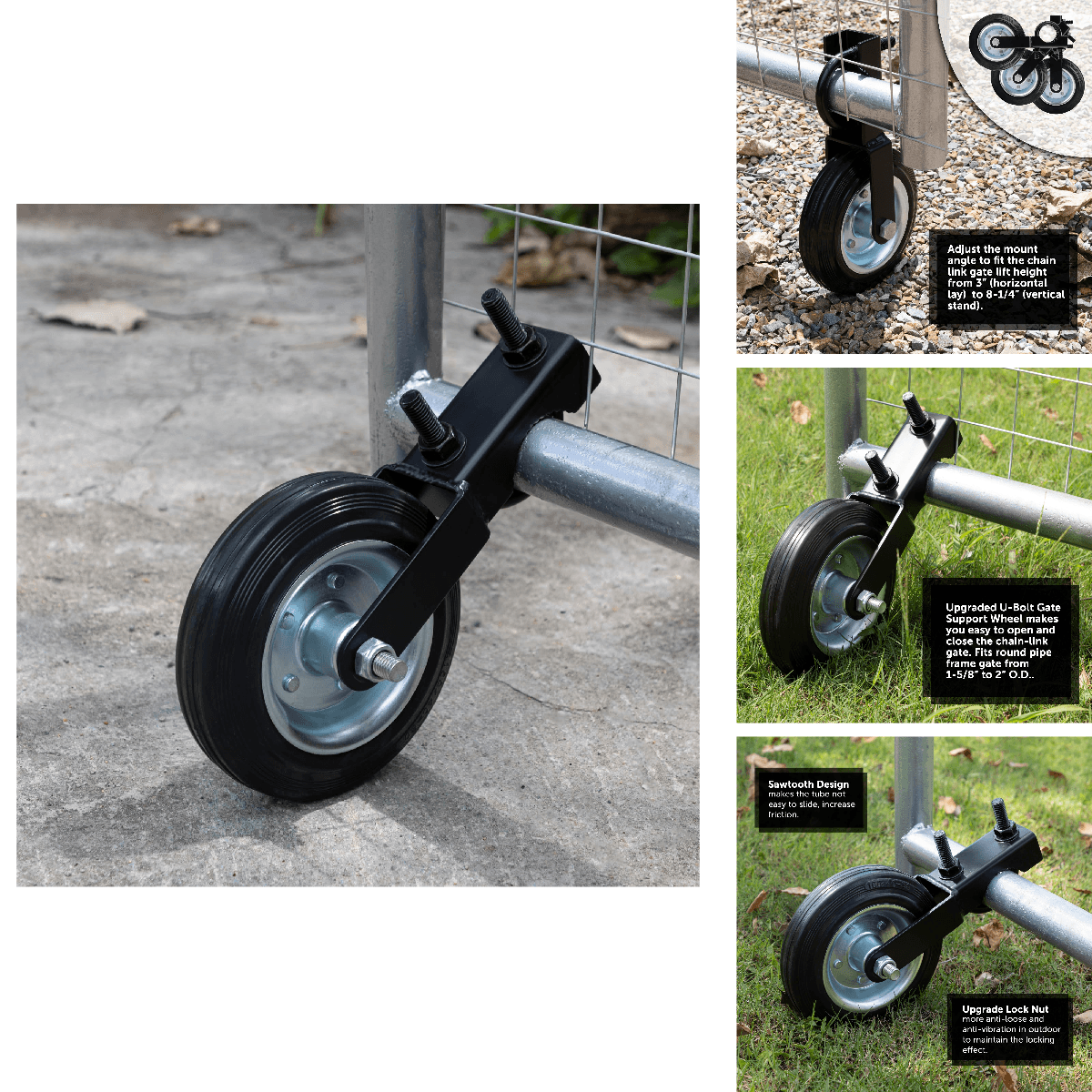 Yonsin 6 Gate Wheel Caster For Metal Swing Gate 1-5/8 Thru 2 Gate Frames Heavy