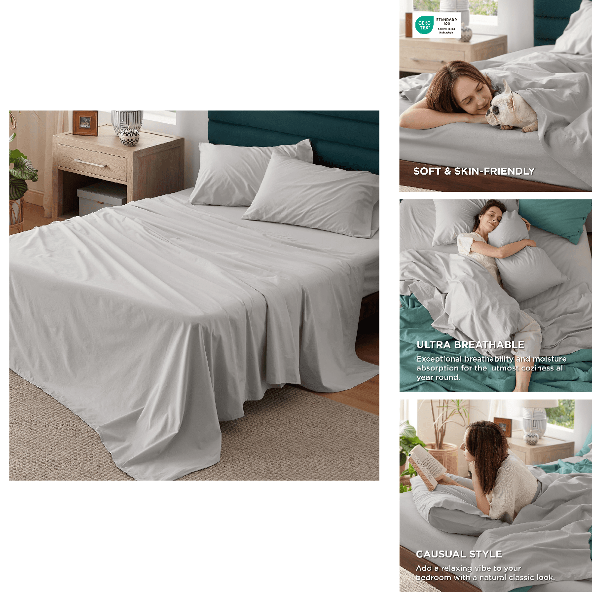 Bedsure 100 Cotton Percale Sheets Queen Size Queen Sheet Set Deep Pocket Up To