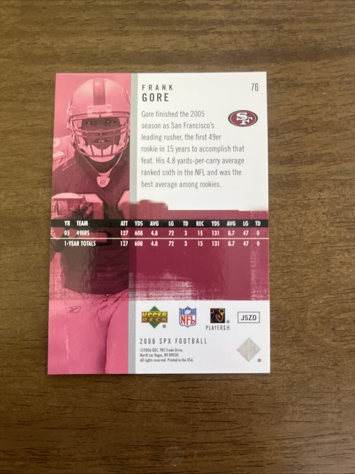 2006 SPx - Frank Gore #76 Spectrum /25 MINT - Thumbnail 5