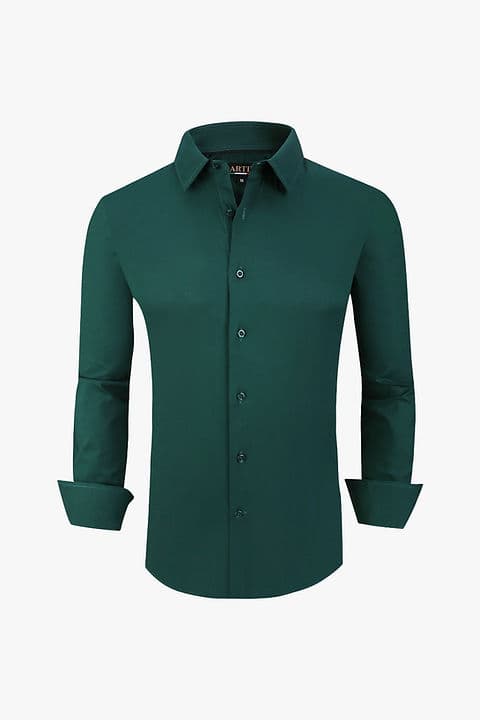 Structure Men's Slim Fit Dress Shirt, Size: 13.5, Dark Green - Thumbnail 4