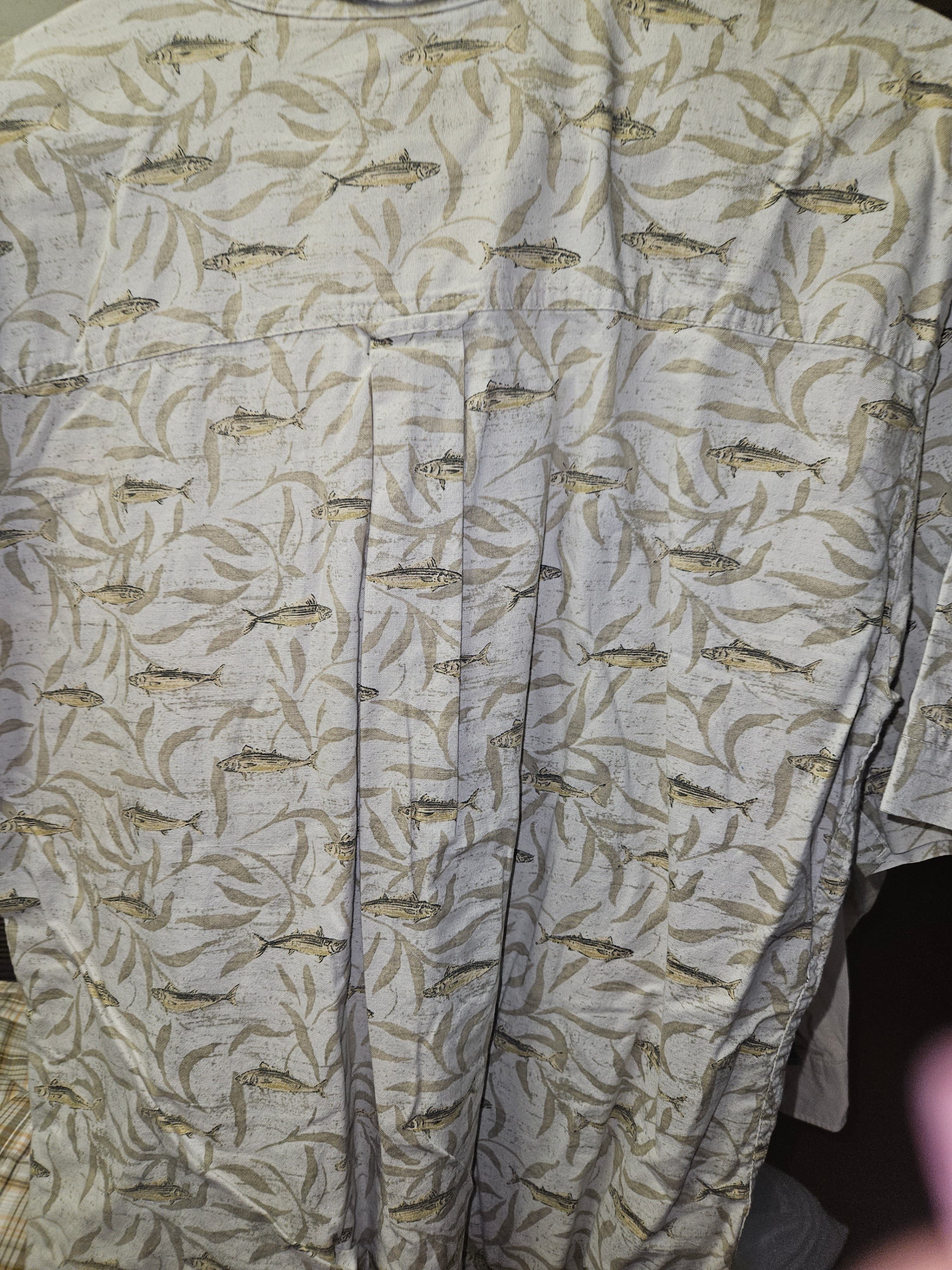Woolrich Men's Fish Print Short Sleeve Shirt Size L - Thumbnail 3