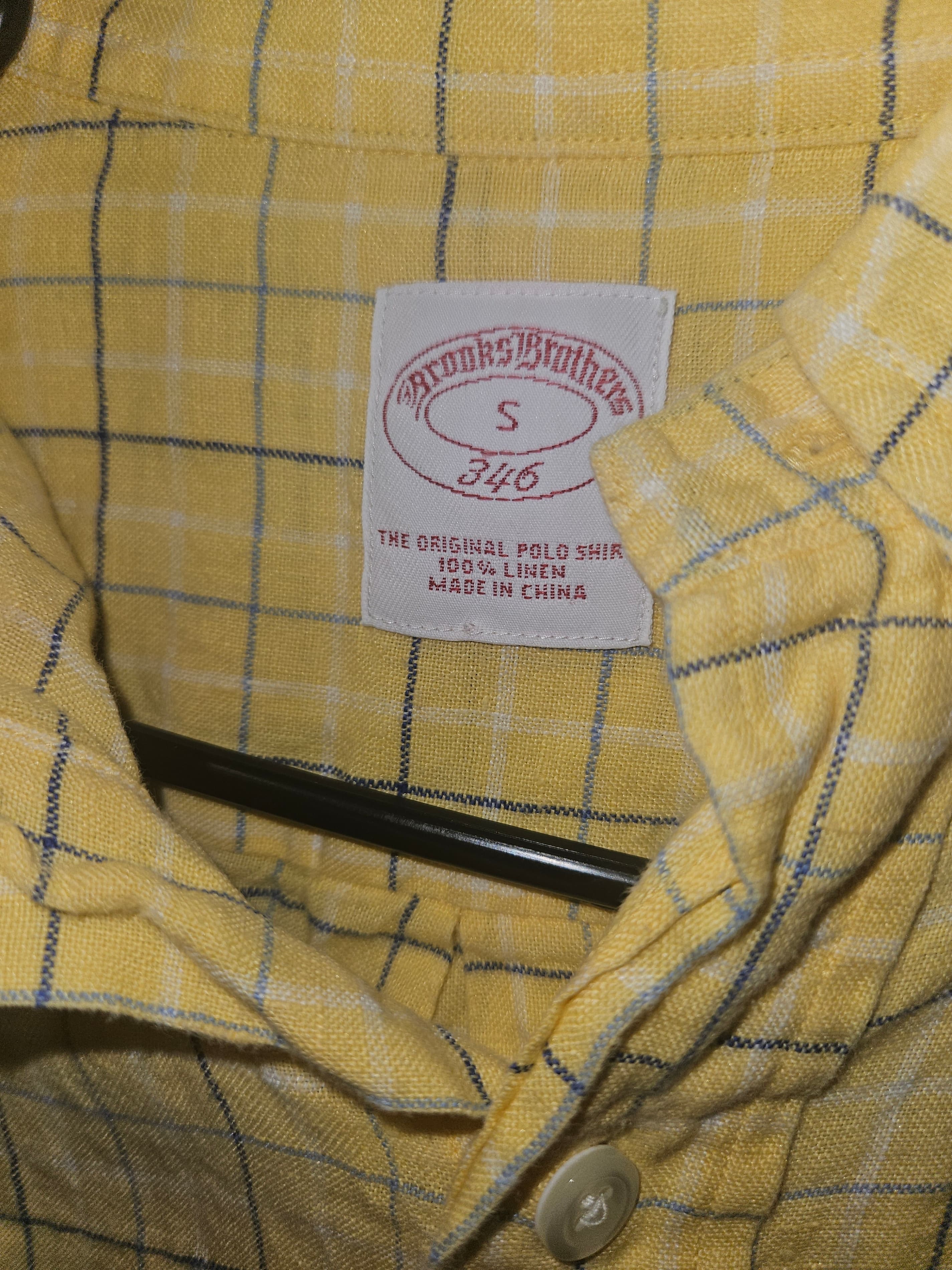 Brooks Brothers Yellow Plaid Button-Up Shirt Size 15 - Thumbnail 2